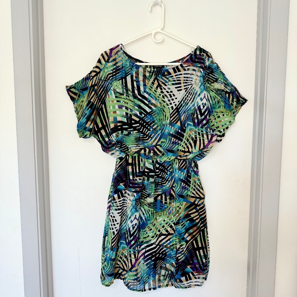 FOREVER radiant multi printed mini dress. Size Medium